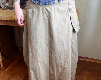 Gonna midi beige, minimalista, a trapezio, stile cottagecore boho