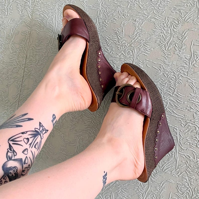 Pepe Jeans Leather Mules Brown Slide Sandals Minimal Vintage Buckle Shoes image 3