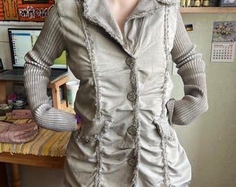 Jean Marc Philippe Paris Giacca con ruches color talpa Avant Garde Lagenlook