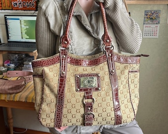 Borsa tote Guess Monogram Y2K, borsa a tracolla grande
