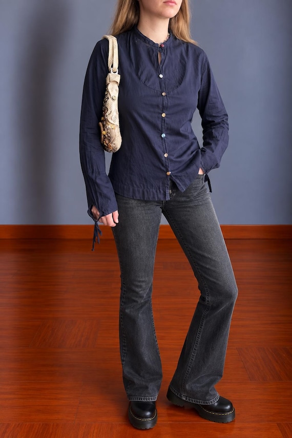 Napapijri, Napapijri Women’s Navy Blue Button Up Shirt Long Sleeve Casual Blouse