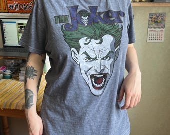 Maglietta con grafica del Joker DC Comics, grigia, oversize