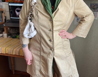 Cappotto folk Steinbock Giacca lunga austriaca Boho beige