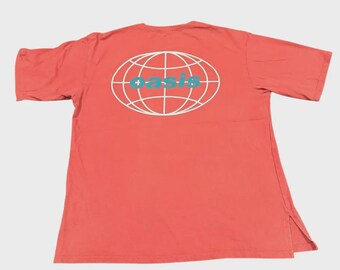 Vintage 90s Oasis Be Here Now World Tour T-Shirt XL Salmon Faded Red