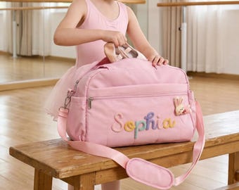 Custom Name Dance Bag| Personalized Duffle Bag for Girls| Kids Gym & Travel Weekender| Embroidered Ballet Bag| Personalized Birthday Gift