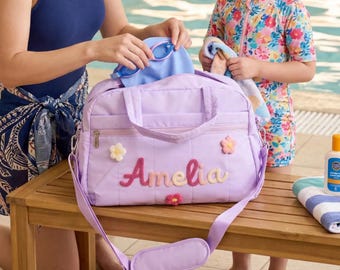 Personalisierte Reisetasche: Benutzerdefinierter Name Sport & Reisen Weekender, Mehrzwecktasche zum Schwimmen, Tanzen, Fitnessstudio, Übernachten, handgenähtes Geschenk