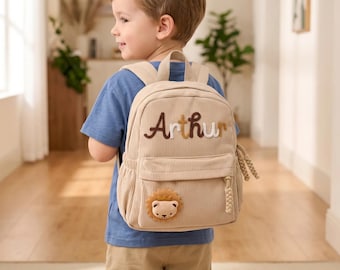 Sac à dos personnalisé pour tout-petit avec nom, cartable pour enfants en velours côtelé brodé personnalisé, sac à dos pour enfants d'âge préscolaire, cadeau d'anniversaire pour enfant