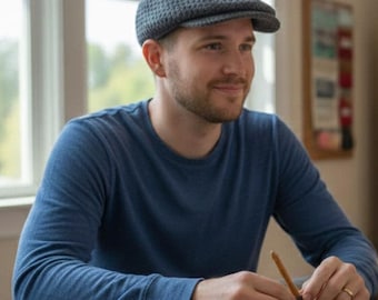 Crochet Newsboy Cap, Crochet Men's Hat, Brim Hat Pattern PDF