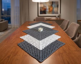 Modern Crochet Table Runner, Easy Crochet Table Runner, Crochet Dining Table Runner PDF Pattern