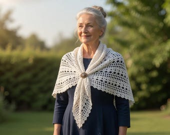 Crochet Half-Moon Shawl Pattern PDF | Easy Lightweight Shawl | Beginner Crochet Wrap | Summer Boho Lace Shawl