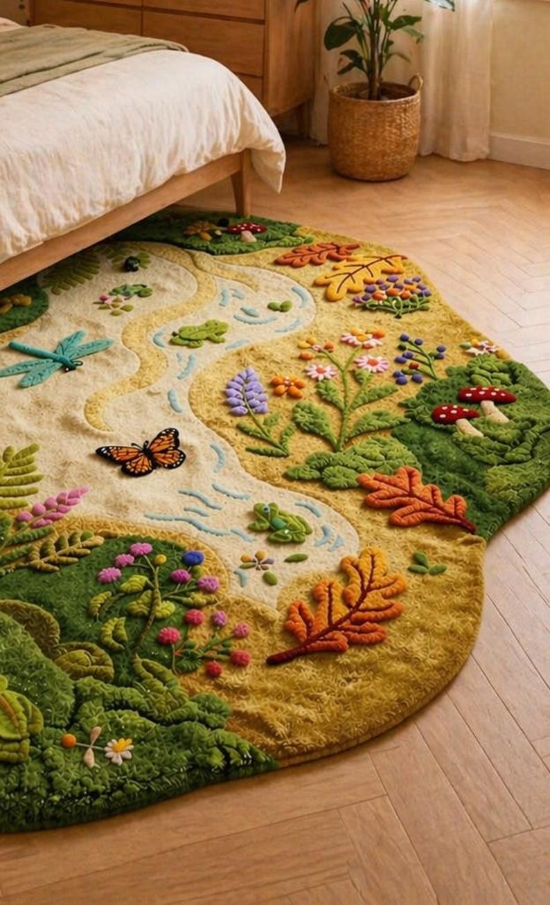 Enchanted Rug Texture Enchanted Forest River Rug – Nature-inspired 3D Kids Playroom Carpet - Etsy
