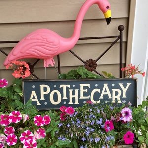APOTHECARY trade sign/hand painted vintage sign/reproduction sign/early 20th century sign/framed trade sign/farmhouse style