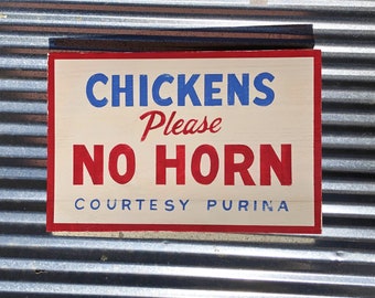 chickens sign/farmhouse style sign/antique reproduction/red white and blue/kitchen art/roadside farm sign/hand painted sign/retro type sign/