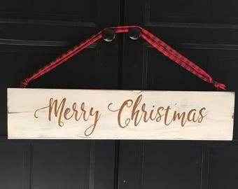 Merry Christmas sign/Christmas sign/rustic Christmas sign/recycled wood sign/primitive Christmas/farmhouse Christmas sign/white and gold