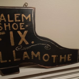 Shoe Repair sign/hand painted sign/vintage style sign/hand crafted/wooden sign/late 19th century sign/ reproduction sign/boot sign/farmhouse