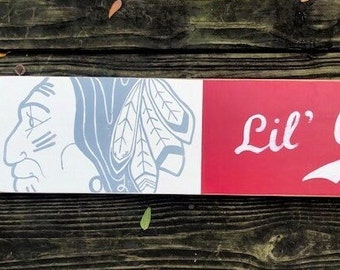 Lil' Allstar sign/Chicago Blackhawks sign/hand painted sign/retro hockey sign/vintage style sign/child's room sign/wall art/baby shower gift