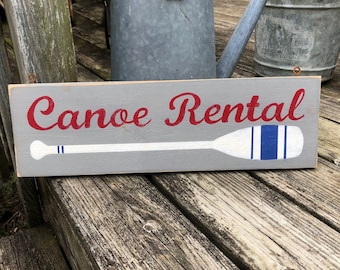 Canoe Rental sign/rustic style sign/lake house decor/cottage decor/cabin decor/nautical decor/lake sign/camping decor/hand painted sign