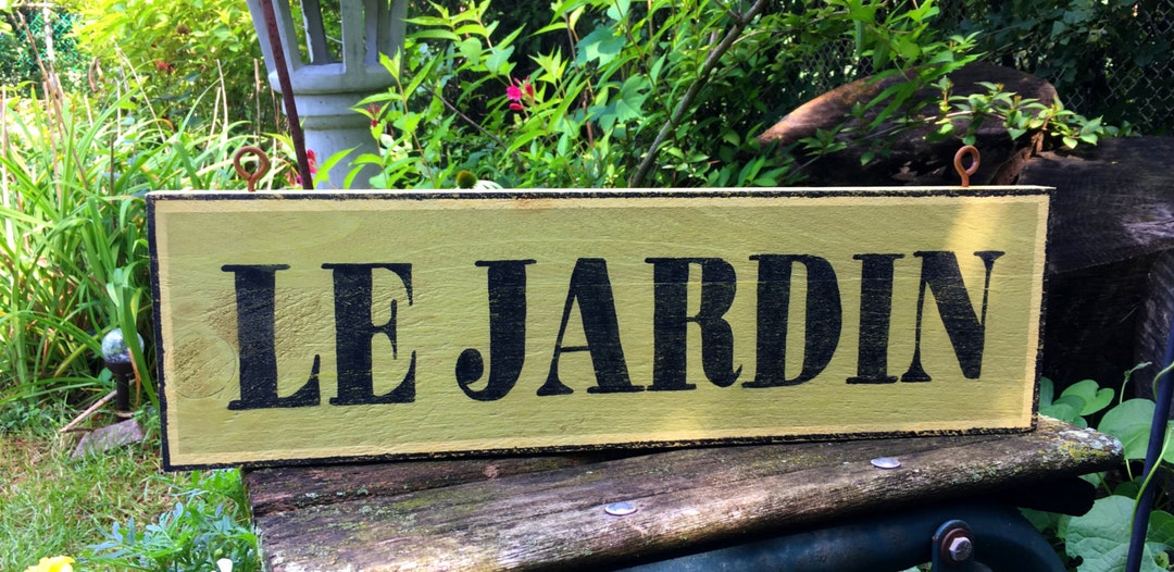 LE JARDIN Sign/hand Painted Sign/green Sign/french Garden Sign/vintage ...