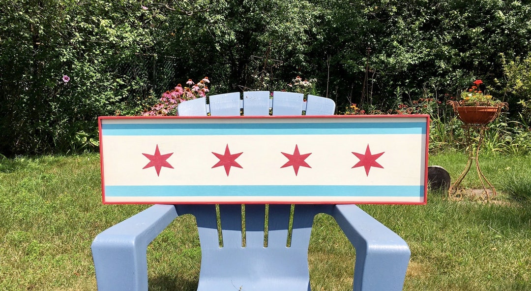 City of Chicago Sign/chicago Flag Sign/hand Painted/vintage Style Sign ...