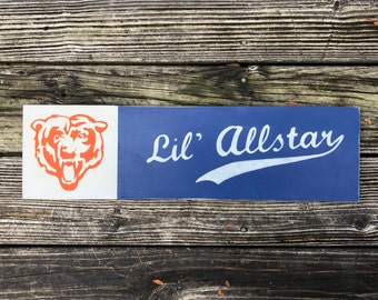 Lil' Allstar sign/Chicago Bears sign/hand painted sign/retro football sign/vintage style sign/child's room sign/wall art/baby shower gift