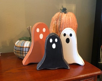 Hand Painted Halloween Ghosts: Rustic Farmhouse Style, Set of 3