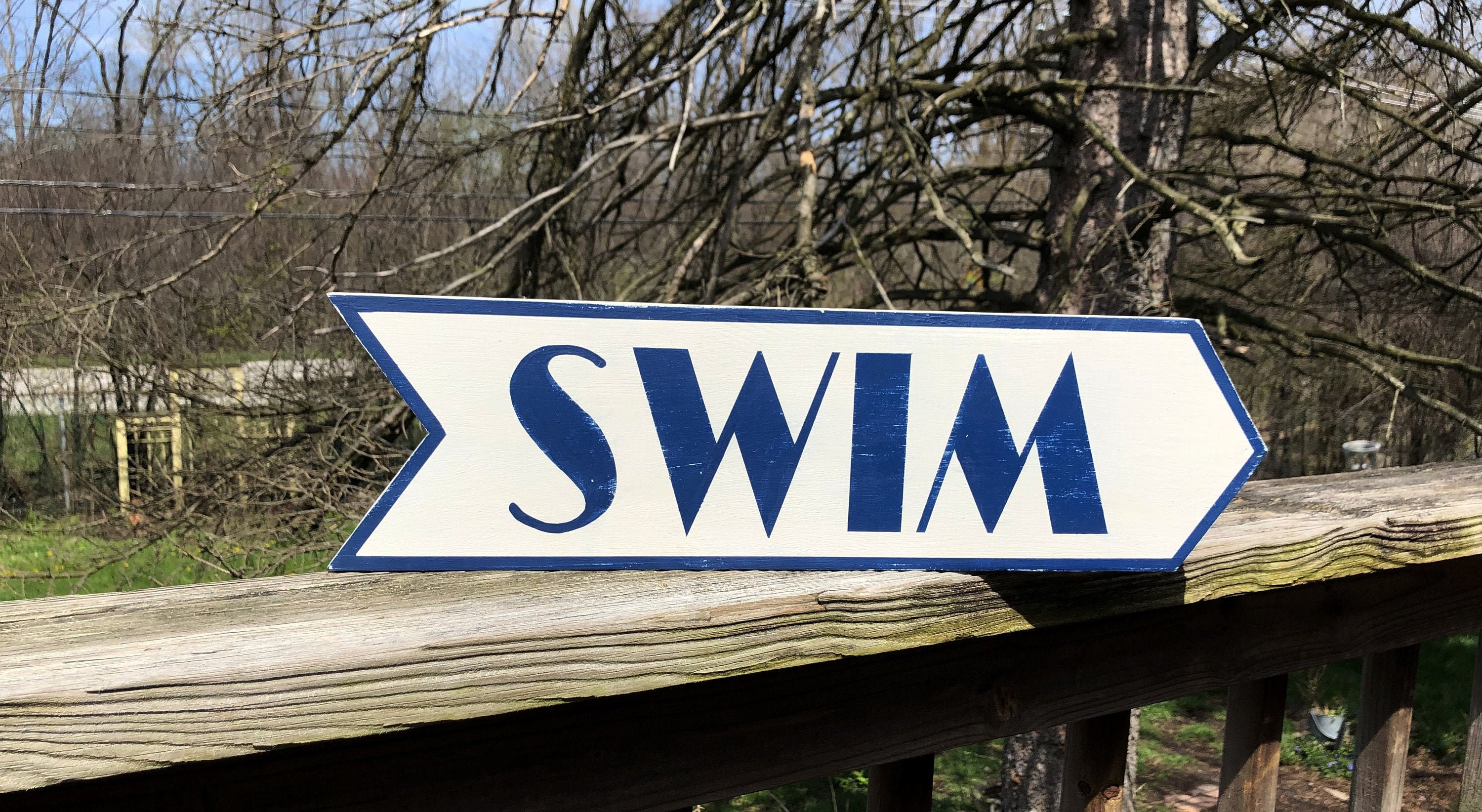 SWIM Sign/arrow Sign/retro Style Sign/cottage Decor/directional Sign ...