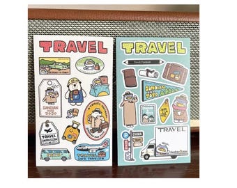 Diary Scrapbook Sticker Label Traveler's Manual Factory Bear Travel (with Die Cut)