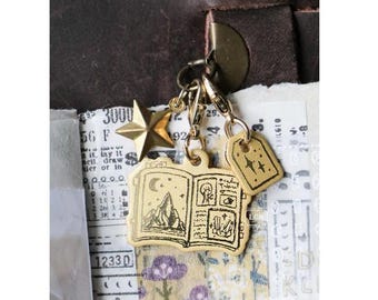 Journey Diary LCN Brass Book Charm Pendant - Journal