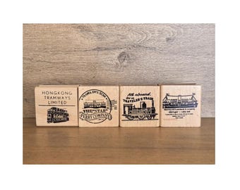 Diary Scrapbook Retro Rubber Stamp - Tram Star Ferry Train