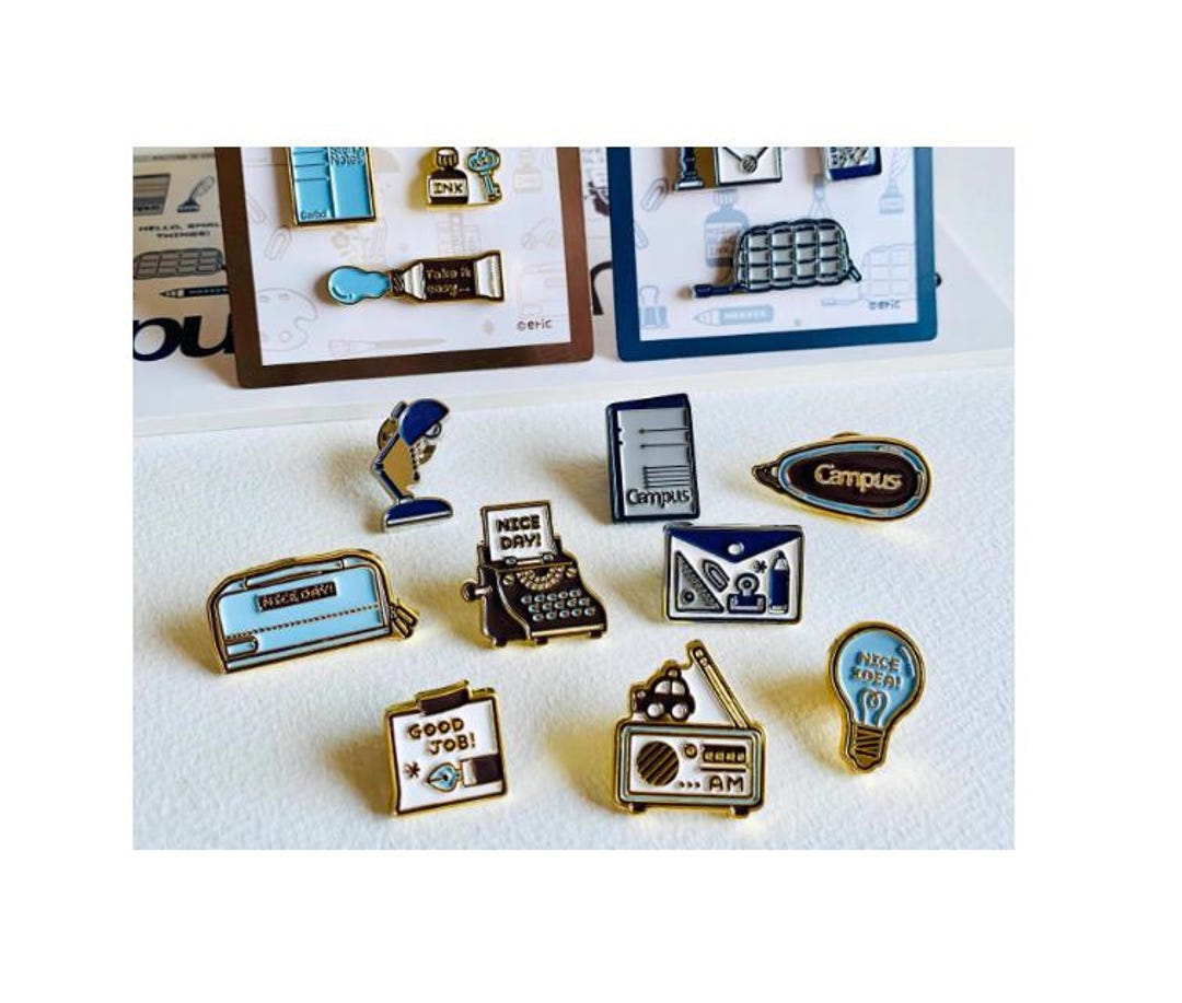 Diary Scrapbook KOKUYO Campus Brooch Pin Office Stationery (set of