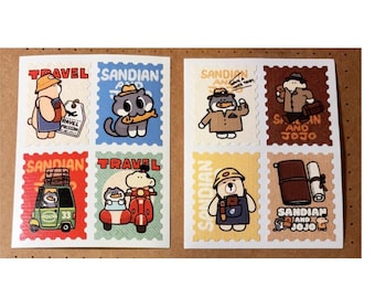 Diary Scrapbook Sticker Label Traveler's Manual Factory Bear Stamp (with Die Cut)