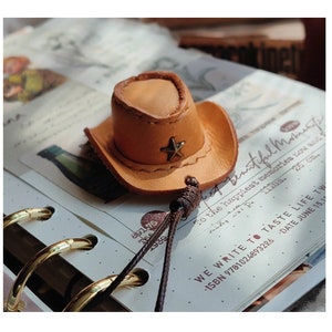 Diary Scrapbook Book Charm Leather Cow Boy Hat