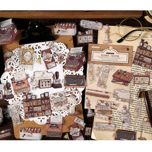 Diary Scrapbook Sticker Label Pack - Retro Study Room