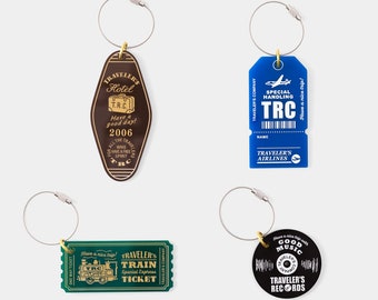 Diary Traveler's Notebook Acrylic Keychain Airline Hotel Train Record