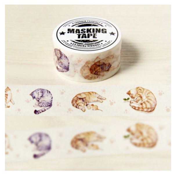 DIY Removable Adhesive Masking Deco Washi Tape - Cat Posture (2 cm width)
