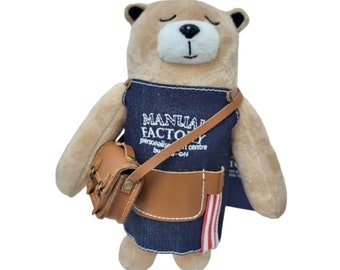 DIY Handmade Manual Factory Bear Accessories School Bag Brown/Ivory