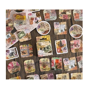 Diary Scrapbook Sticker Label Seal Pack Retro World Stamp (46 stickers)