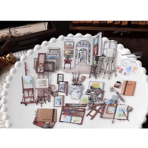 Diary Scrapbook Sticker Label Pack - Painting Drawing