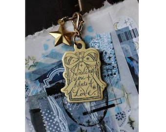 Journey Diary LCN Brass Book Charm Pendant - Lots of Love