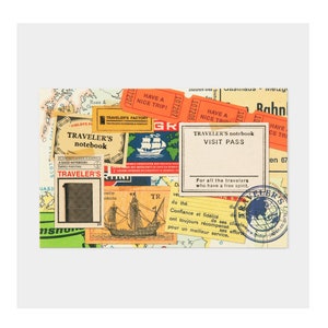 Diary Traveler's Notebook Post Card Collage Pattern 2