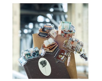 Diary Scrapbook Paperclip Retro Camera Diary Travel City Book Luggage Typewriter