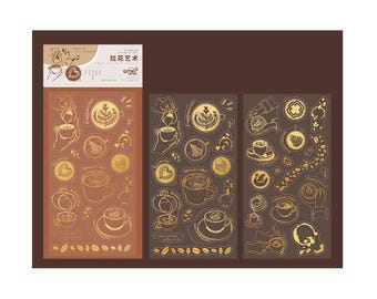 Diary Scrapbook Sticker Label Pack - Coffee Latte Art