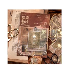 Diary Scrapbook Sticker Label Seal Pack Bronzing Poetry (40 Stickers)
