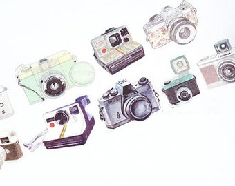 Diary Scrapbook Adhesive Masking Deco Washi Tape - Vintage Camera Lomo (3.5 cm Width)