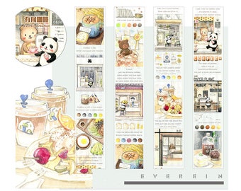 Diary Scrapbook Adhesive Masking Deco Washi Tape - Panda Coffee Shop  (5 cm Width x 5M)
