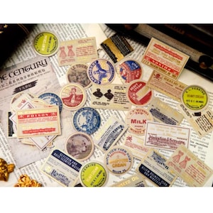 Diary Scrapbook Sticker Label Pack - 19th Century (60 stickers)