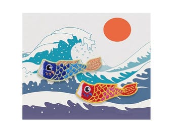Diary Scrapbook Sticker Label Patch - Japanese Carp