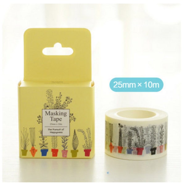 DIY Removable Adhesive Masking Deco Washi Tape - Potted Plant (2.5 cm Width)