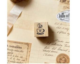 DIY Scrapbook Retro Rubber Stamp -  Coffee with Beans