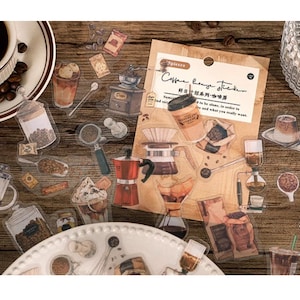 Diary Scrapbook Sticker Label Pack - Coffee Lounge